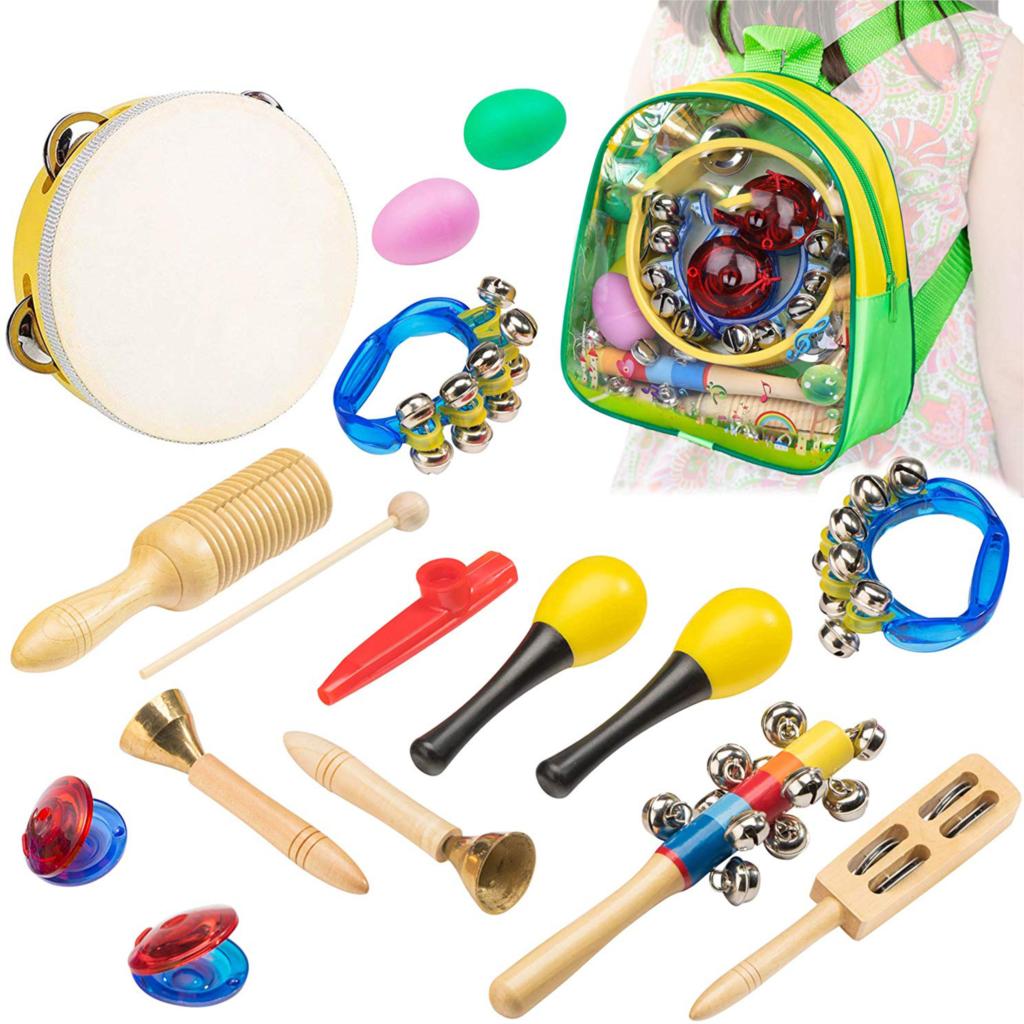 Muziekinstrument Kids Speelgoed 15 Pcs Percussie Set Voor Peuters Voorschoolse Educatief Muzikaal Speelgoed Met Opslag Rugzak