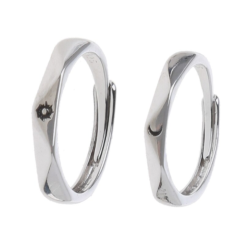 2Pcs Zon En Maan Minnaar Paar Ringen Set Promise Wedding Bands Voor Hem En Haar: C