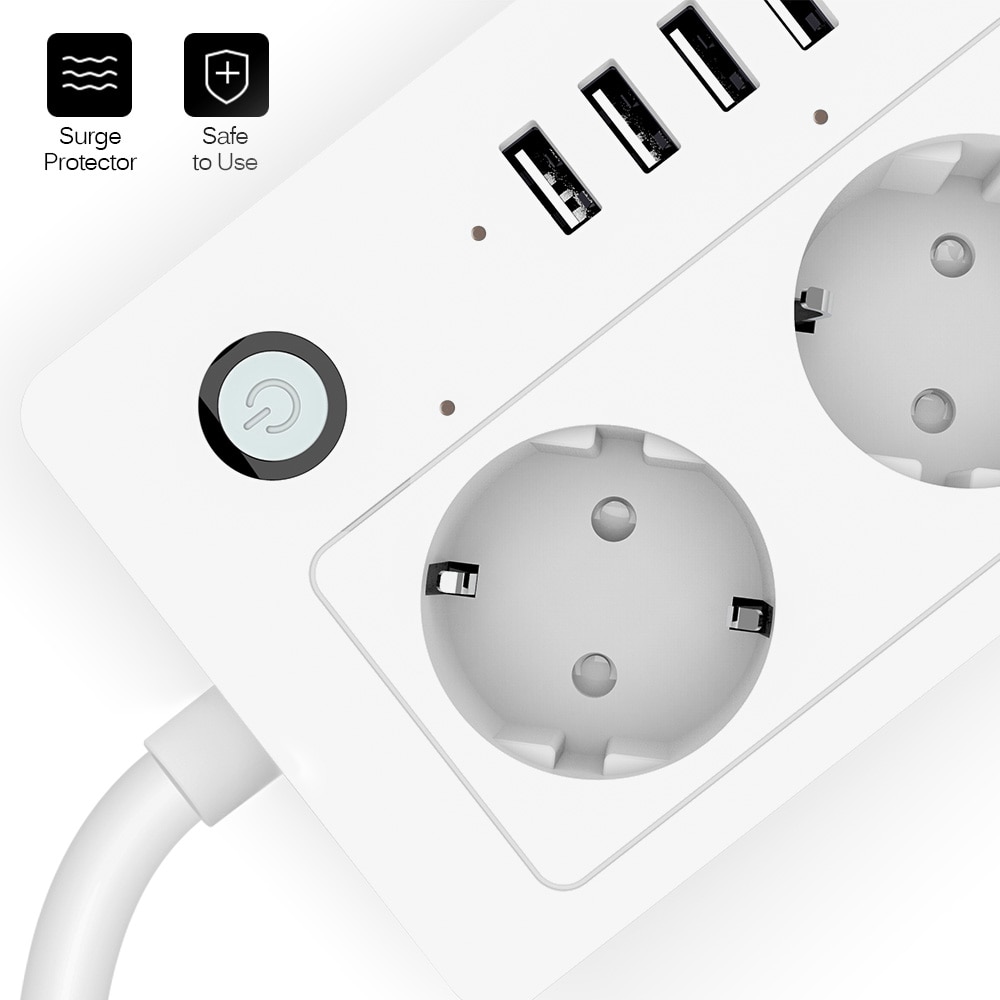 4 Outlets Plug Socket Wifi Smart Power Strip with USB 4 Charging Port,App Voice Control Work with Alexa Google Home Assistant