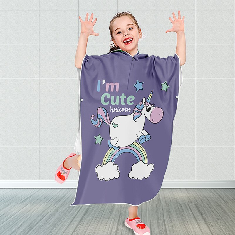 Eenhoorn Childrens Hooded Strandlaken Cartoon Meisjes Seaside Veranderende Gewaad Handdoek Dieren Jongens Meisjes Strand Mantel