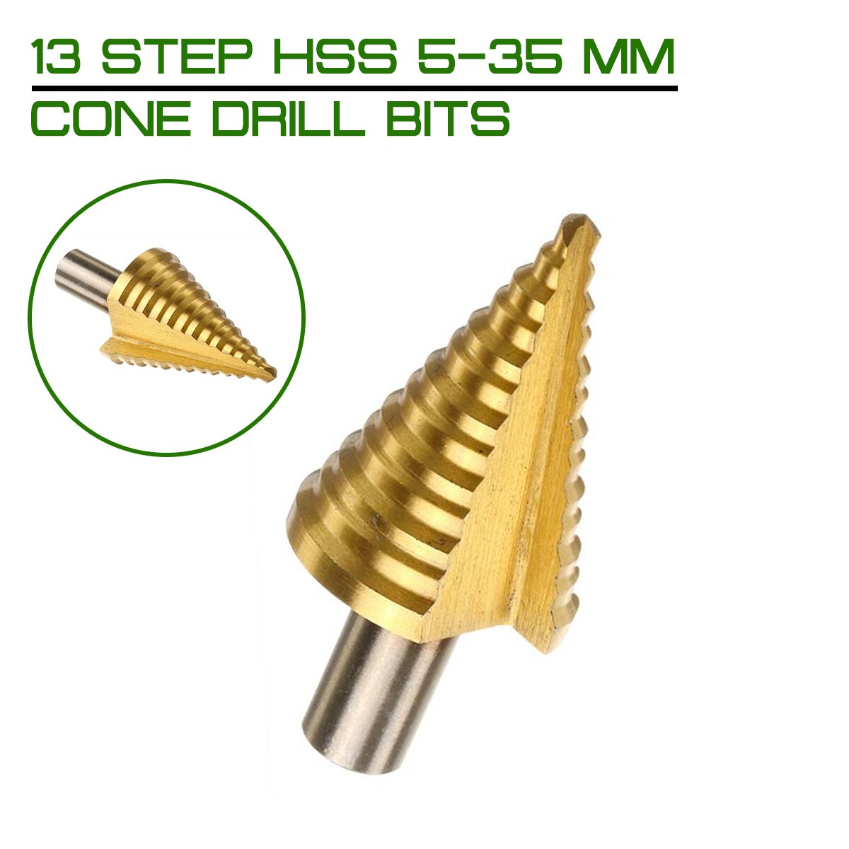 13 Step HSS 5-35 mm Cone Drill Bits Hole Cutter Bit Set Shank Wood Metal Drilling Fluted Edges Step Drill Bit Reamer Triangle