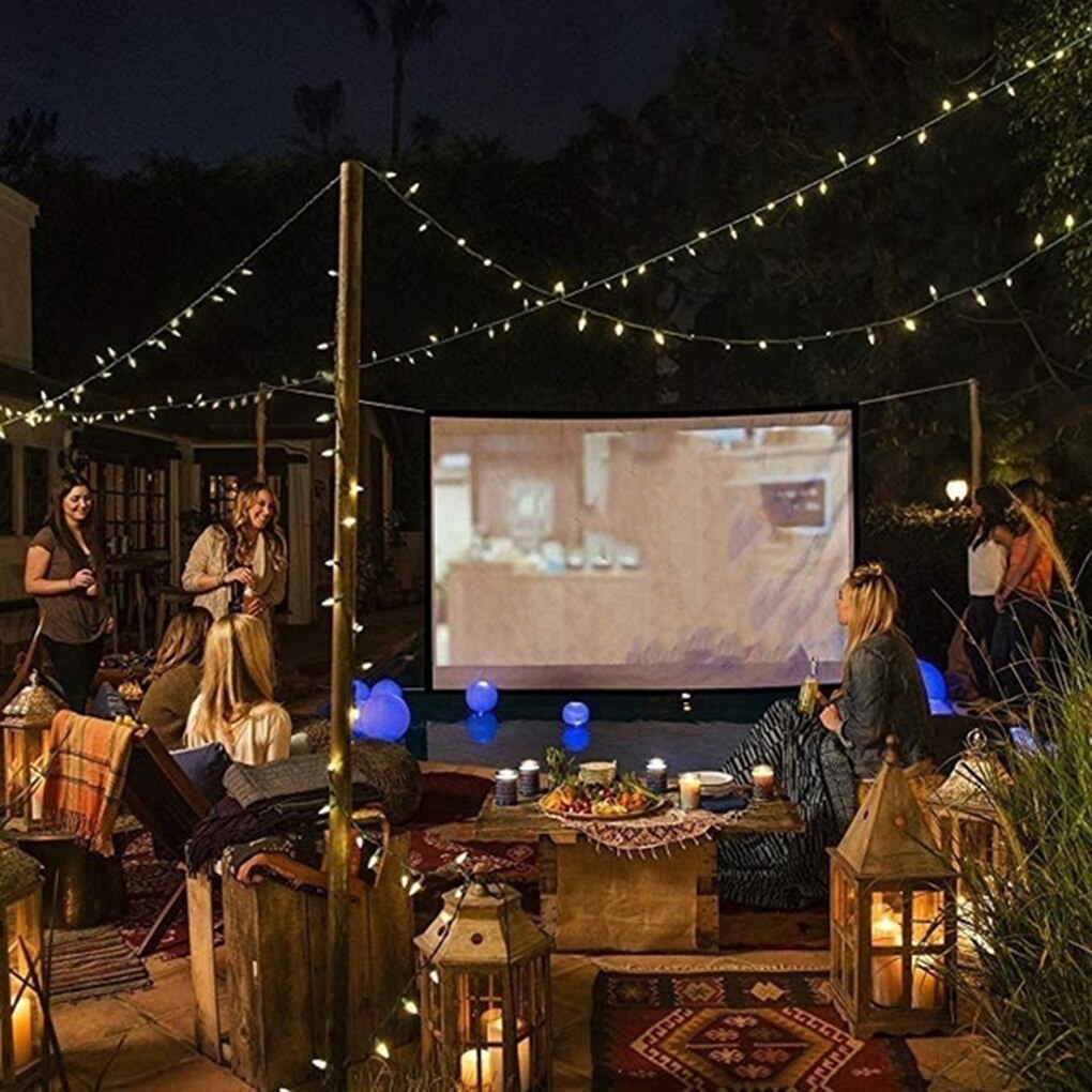 Foldable 16:9 Projector 60 70 84 100 120 inch White Outdoor Projection Screen TV Home Projector Screen