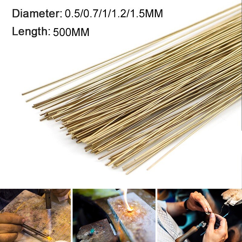 10-20 Stuks * 50Cm Golden Aluminium Gevulde Lasdraad Lassen Staven Voor Aluminium Lassen Geen Behoefte powder0.5-0.7-1.0-1.2-1.5Mm