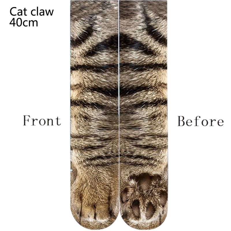 Neue 3D Druck Erwachsenen Tier Pfote Socken Unisex Crew Katze Lange Aktien Elastische Atmungsaktive Socke Hund Pferd Zebra Schwein Katze pfote