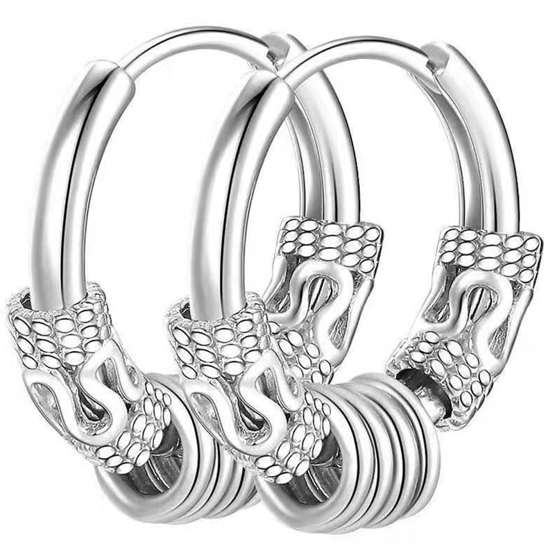 Cool Punk orecchini da uomo Hip-Hop in acciaio inossidabile orecchini pendenti rotondi per orecchini da uomo gioielli in argento placcato per regali