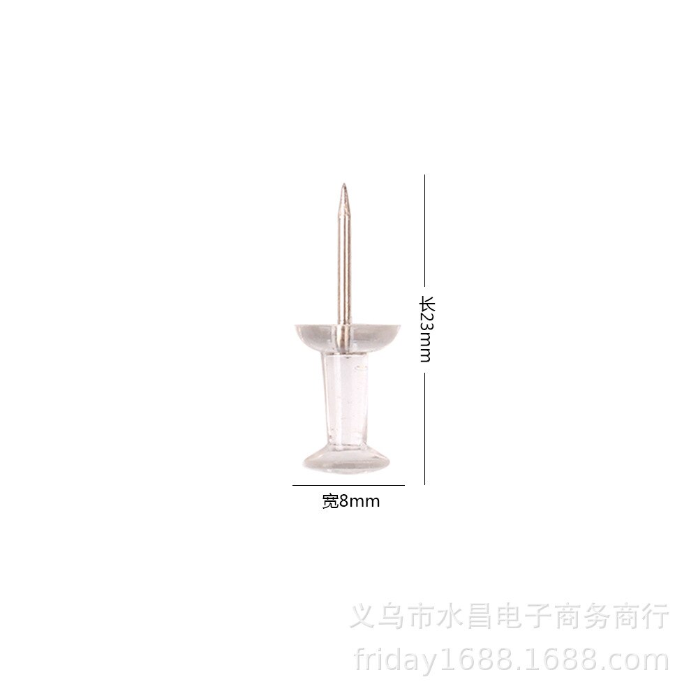 50pcs Push Pins Transparent Plastic head with Metal Point Thumb Tacks Marking Pins Wall Tacks Map Pins for Bulletin Cork Board