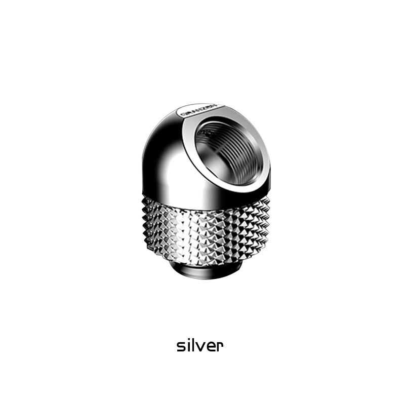 Bykski Granzon GD-45, G1/4&quot; 360 Degree Freely Rotary Elbow Fittings,45 Degree PC Water Cooling Connector Adapter Black/Silver: Silver-1pc