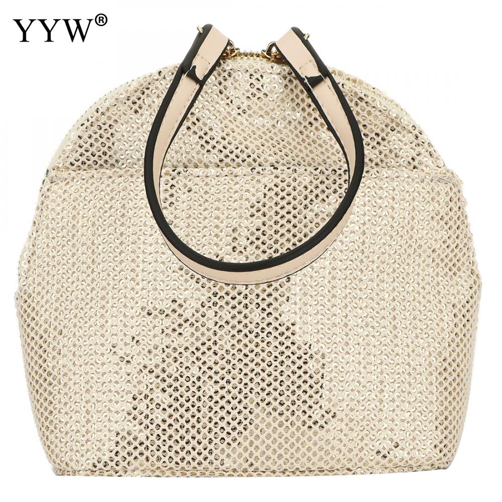 Guld håndtaske dame pu læder crossbody tasker til kvinder afslappet hul håndtaske og pung dame sølv top håndtasker håndtasker: Guld