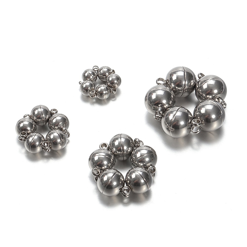 5 piezas de acero inoxidable forma de bola Cierre magnético convertidor collar resultados conector para hacer joyas DIY accesorios de pulsera