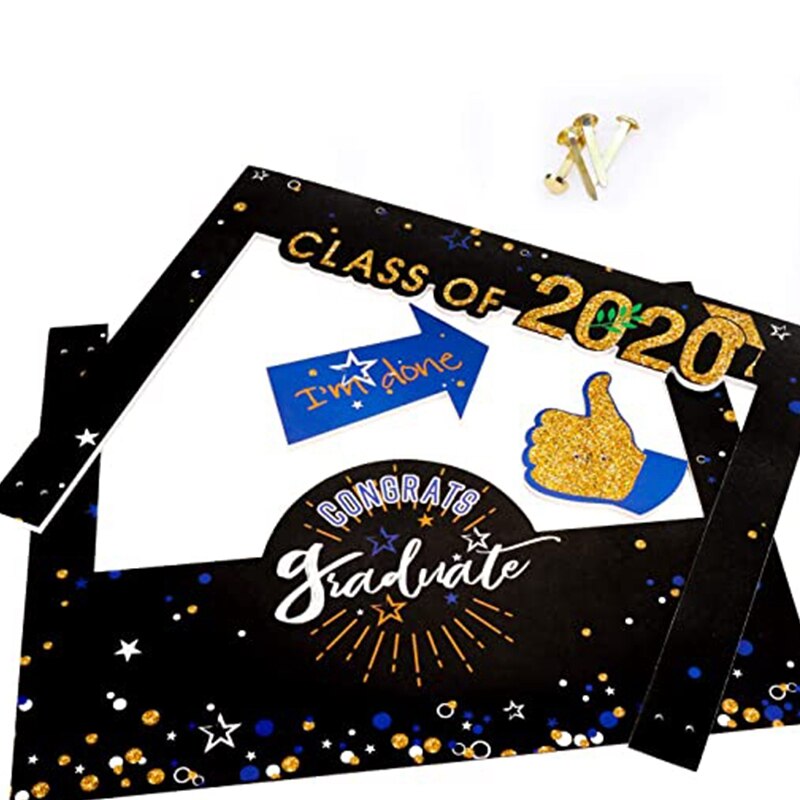 Graduation Photo Booth Props with Class of Grad Photo Booth Frame Selfie Picture Frame DIY Kit for Graduation Party Decorat