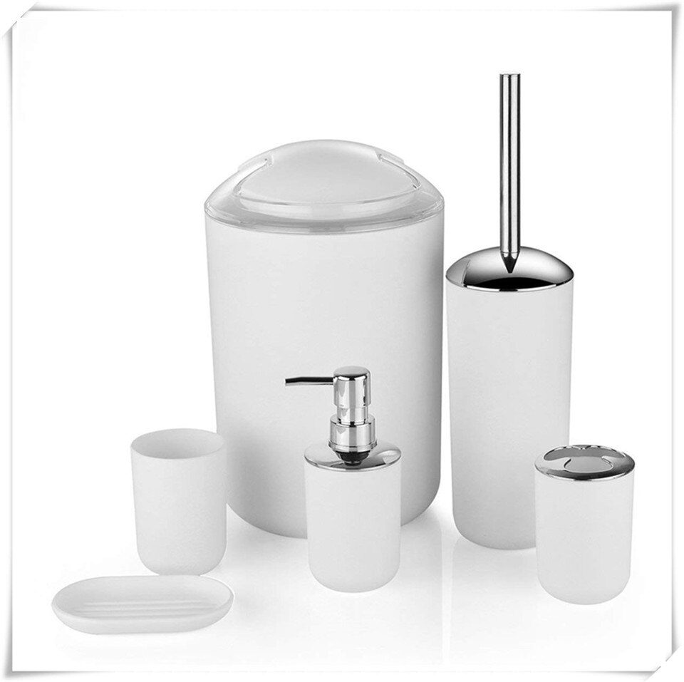 MSJO Bathroom Accessories Set 6PCS Decor Storage Black Soap Dispenser Toothbrush Toothbrush Holder Modern Home Decor Accessories: white bathroom set