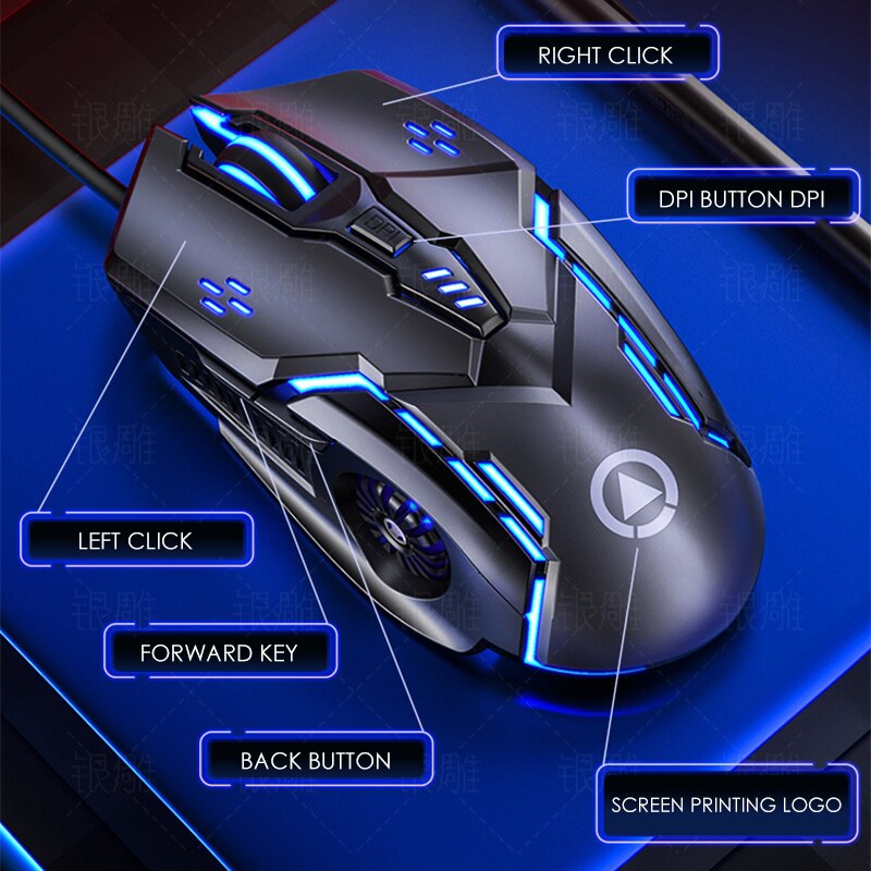 Gaming Mouse Colorful Silent Suitable For Laptop Gamers Mouse 6-button With DPI Optical Sensor RGB Optical Mechanical Mouse