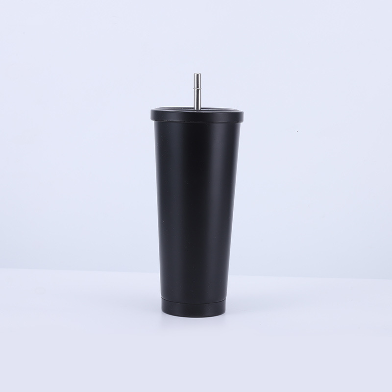 Vacuum Insulated Mug Stainless Steel Thermos Cup Car Coffee Milk Tea Drinking Cup With Straw: green