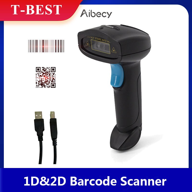 1D&amp;2D Barcode Scanner Supermarket Handhel USB Wirelss Bar Code Reader Plug &amp; Play Compatible with Windows Android Mac