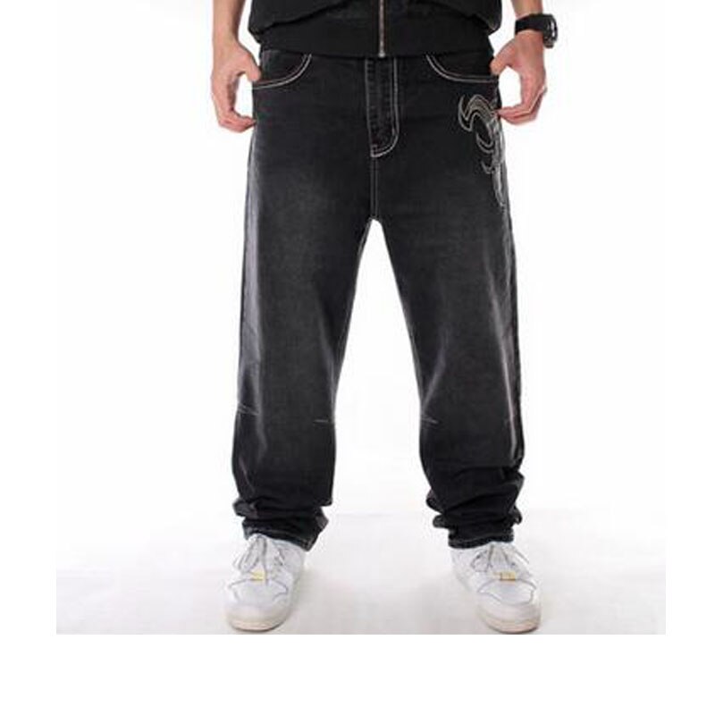 Hip hop harem jeans denim bukser herre mode jeans mærke løst baggy streetwear sorte bukser herre jeans plus størrelse 30-46