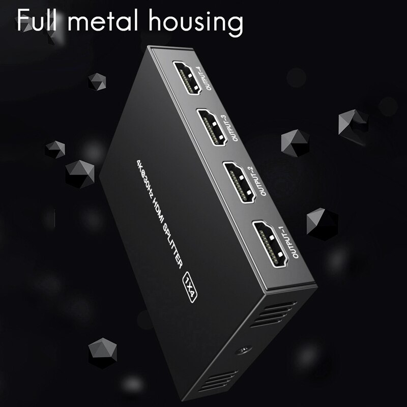HDMI Splitter 1X4 HD 4K 30Hz Video Divider for DVD Projector TV Box PS4 Monitor EU Plug