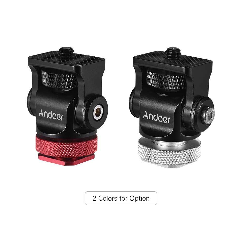 Andoer Mini Ball Head Ballhead Flash Shoe Mount Adapter 1/4" Screw for DSLR Camera Microphone LED Video Light Monitor Tripod