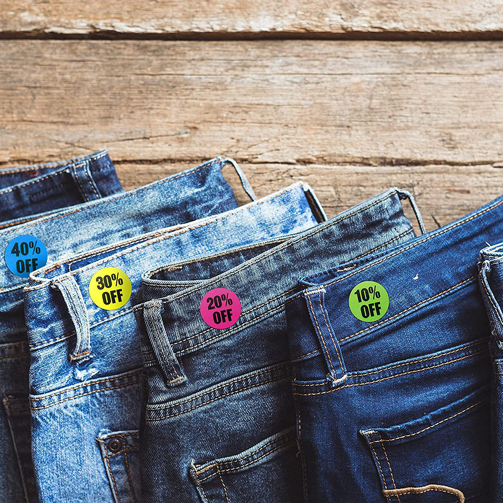 500 stuks/rol product korting label sticker 2,5 cm/1 inch ronde stickers voor kleding/hoed kleine zakelijke benodigdheden 10%/20%/50% korting