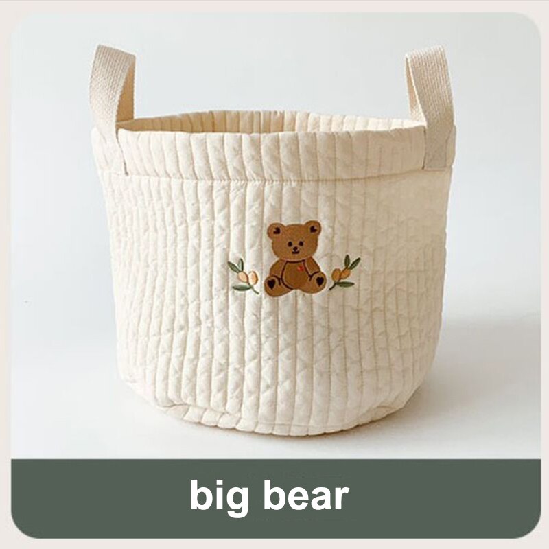 Sacs à couches brodés ours fleur pour bébé garçon fille -né sac à couches organisateur pour maman vêtements jouets sac de rangement panier: big sitting bear