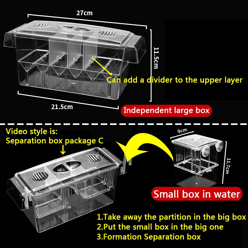 External Breeding Isolation Box Acrylic Aquarium desktop Breeding Box Double Layers Multifunction Removed Mother fish GuppyBetta