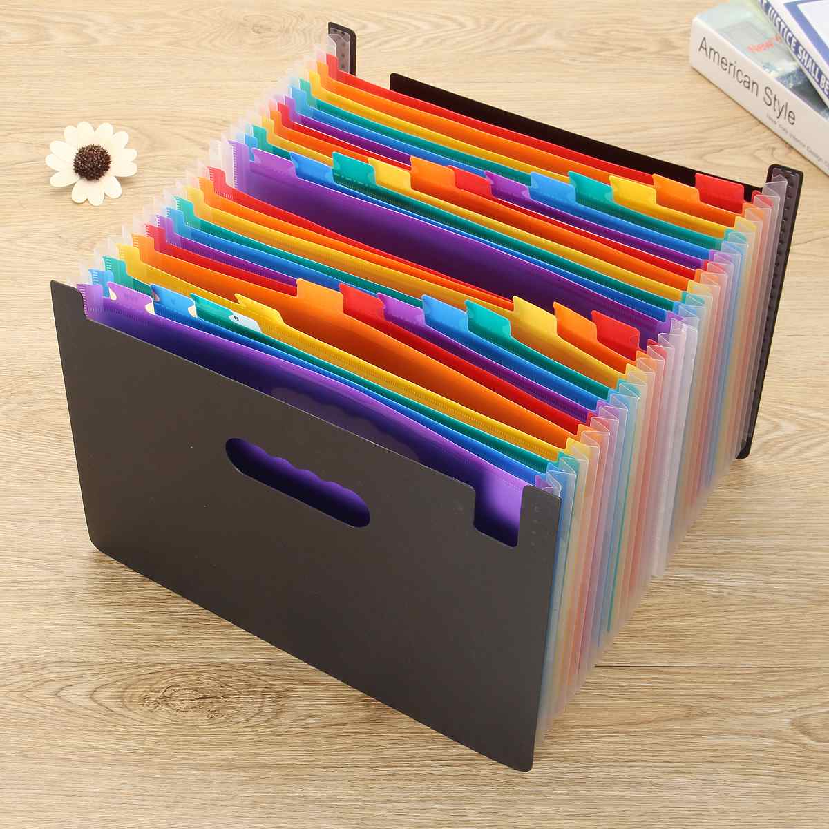 24 Pockets Expanding File Folder A4 Organizer Portable Rainbow Organ Business File Document Holder Storage Bag
