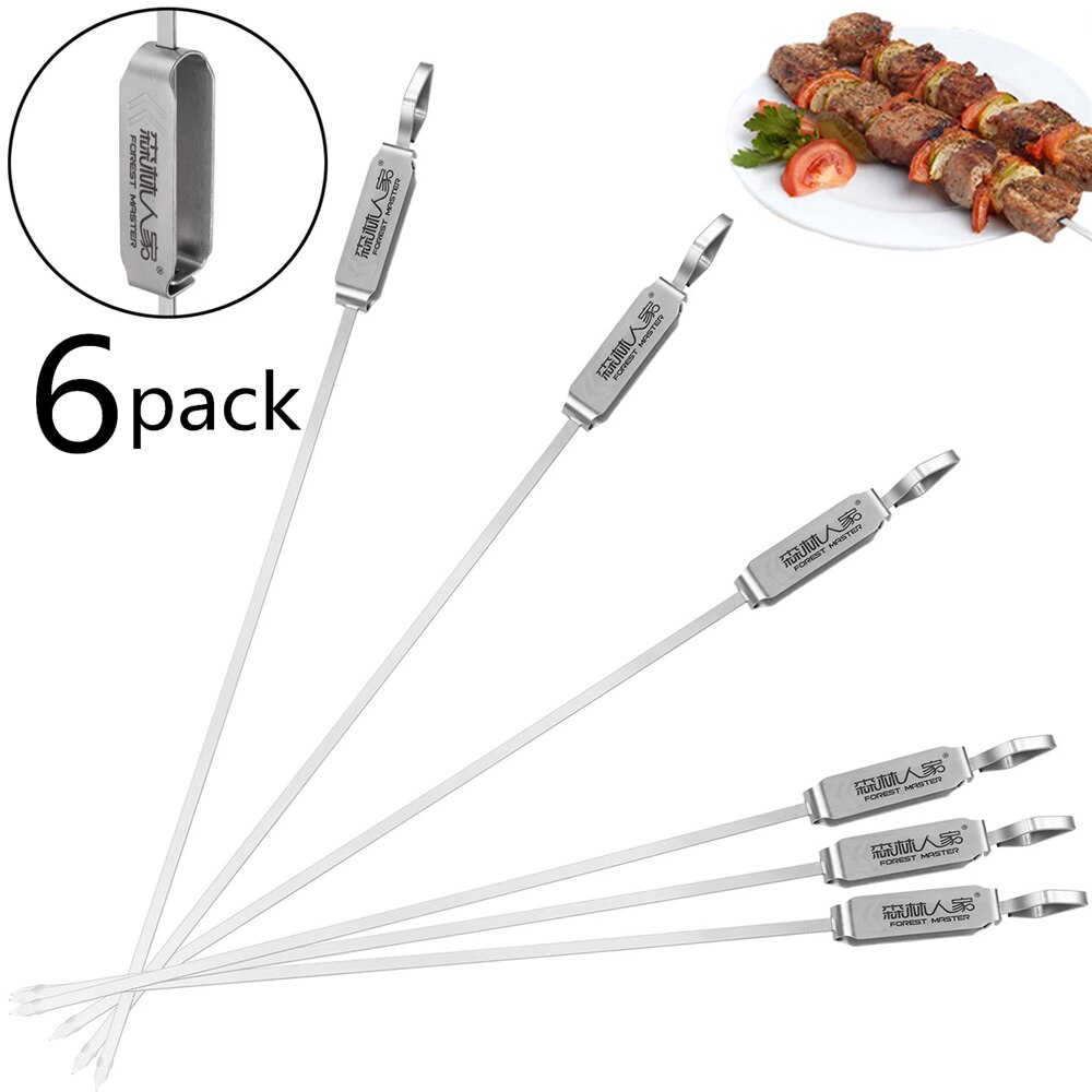Barbecue Skewers,13" Stainless Steel BBQ Kabob Sticks,Heat Resistant Barbecue Stick Grilling Cooking Sticks with Removal Slider: Default Title