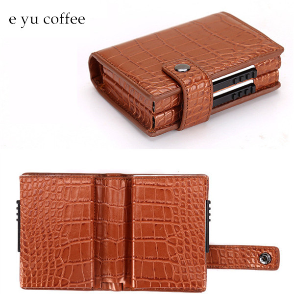 Bisi Goro Aluminium Wallet Credit Card Holder Metal Met Rfid Blocking Multifunctionele Portemonnee Reizen Metal Case: e yu coffee X-35C