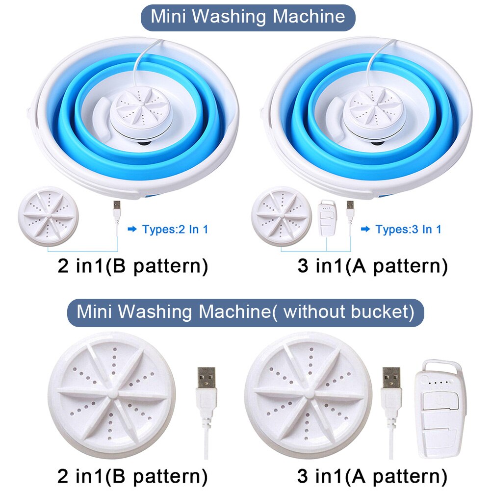 Bucket Ultrasonic Turbines Laundry Cleaner Compact Folding College Rooms Portable Apartments Camping Mini Washing Machine Tub