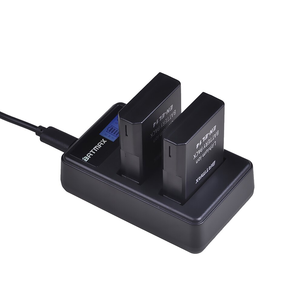 2 batteries ENEL14 EN EL14 a + LCD, double chargeur USB pour Nikon D3100 D3200 D3300 D5100 D5200 D5300 P7000