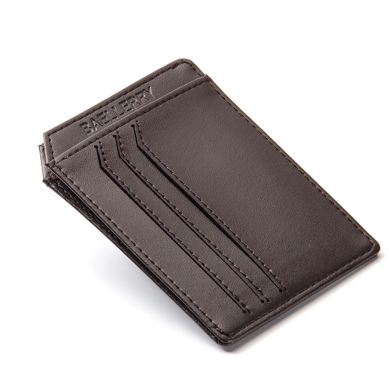 Men Male PU Leather Small Credit Bank ID Plastic Card Case Holder Supre Thin Casual Wallets And Purse Brief Style: Coffee