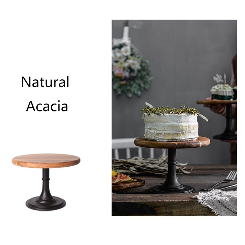 449C Tall Solid Wood Cake Pan Round Pedestal Dessert Table Tray Stand Holder Cupcake