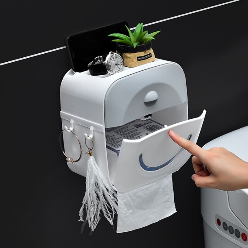 Toilet paper holder, waterproof paper towel holder, wall-mounted toilet paper box, bathroom multifunctional toilet paper storage