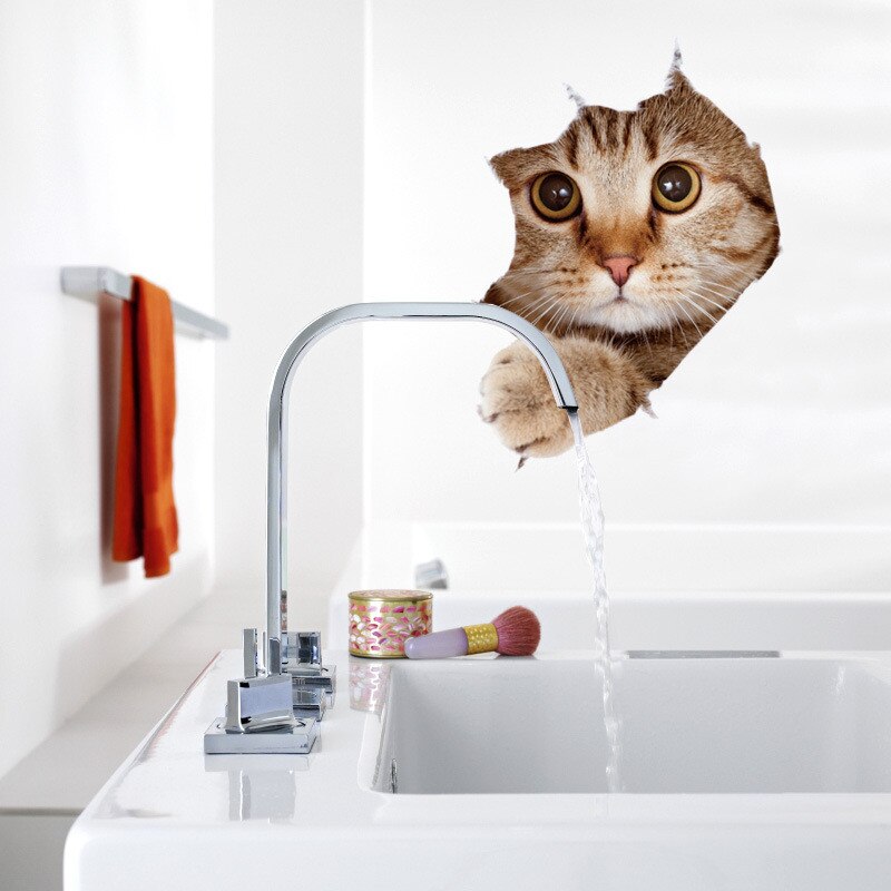 1 stuk achtergrondstickers schattige 3d kattenbehang decoratie badkamer toilet woonkamer huisdecoratie sticker