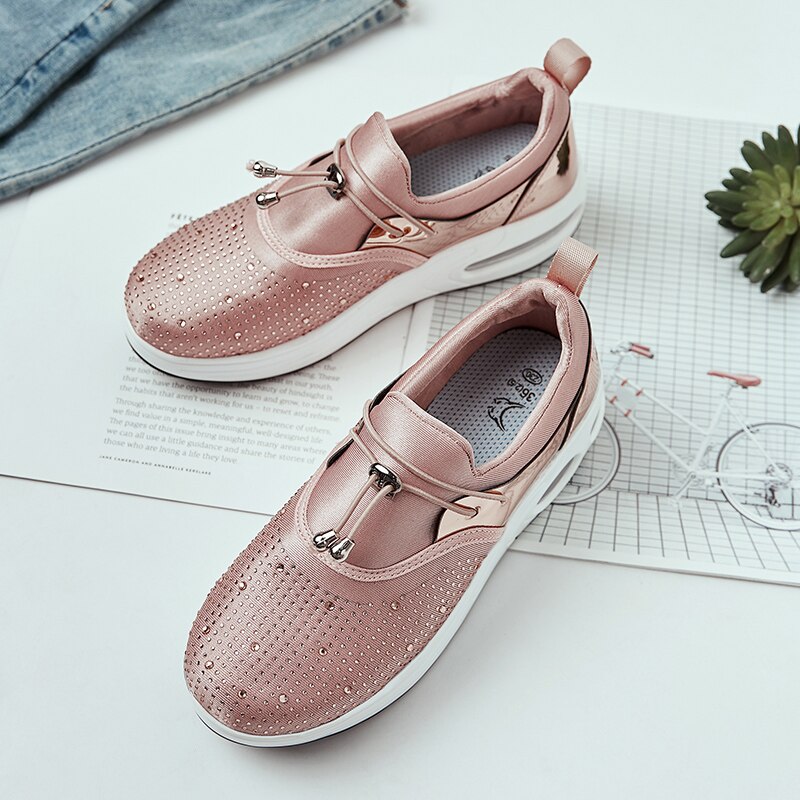 Spring Women Fitness Shoes Platform Shake Sneakers Women Breathable Women Casual Shoes Slip On Thick Bottom Heels Toning: Pink / 5.5