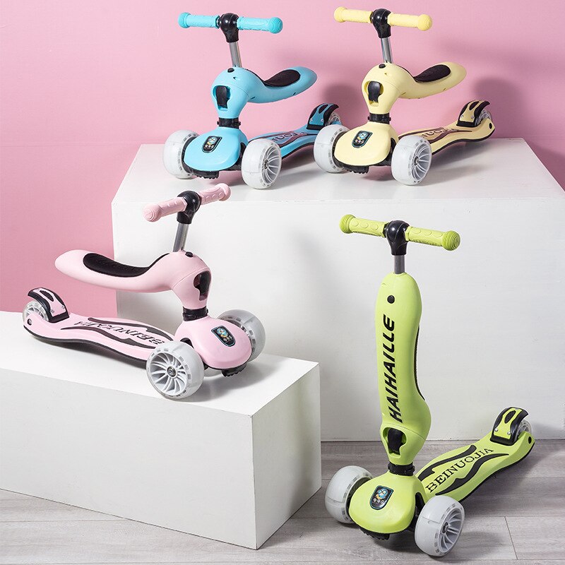 Doki Speelgoed Kinderen 3-In-1 Luge Flash Skateboard 1-3-6 Jaar Oude Baby kids 4-Wiel Single-Voet Katrol Kids Scooters Populaire