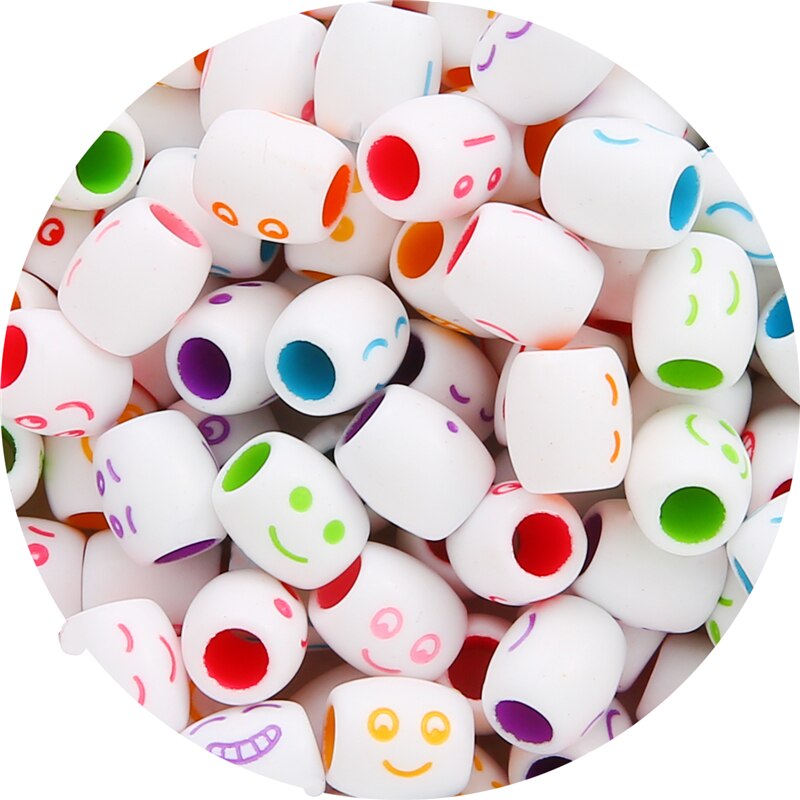 30 Stks/partij Willekeurig Gemengde Smiley Gezicht Acryl Barrel Haar Vlecht Dreadlock 5Mm Hold Buis Kralen Voor Diy Handgemaakte Sieraden maken: 9.5x2.5cm