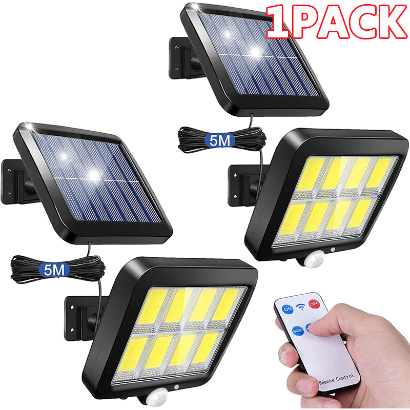 Lámpara Solar de pared dividida 100/120/160COB, 3 modos, Sensor de movimiento impermeable, farolas de jardín, lámpara Solar, luz de pared de seguridad para jardín