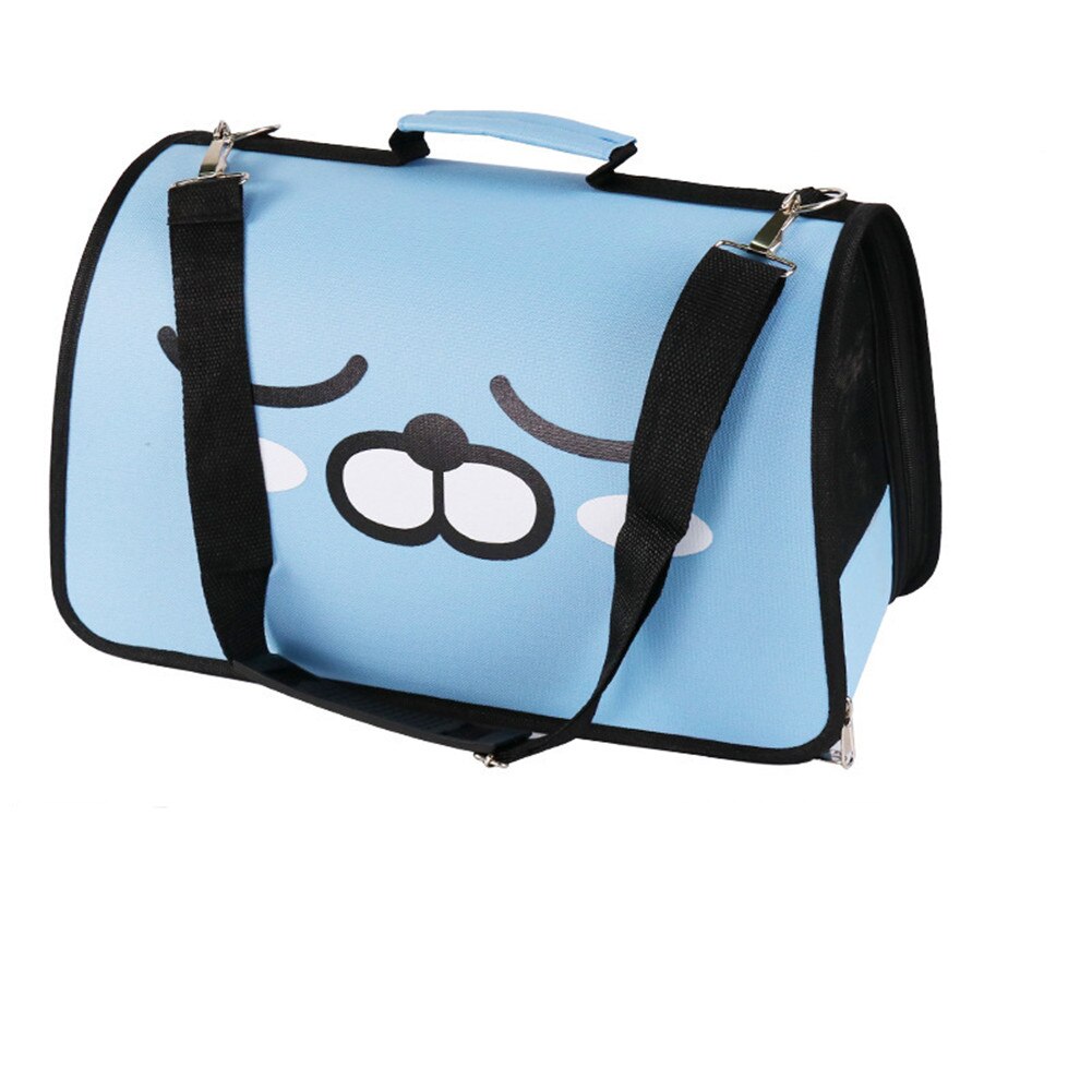 Portable Pet Carrier Bag Cat Outdoor Breathable Shoulder Handbag Dog Collapsible Mesh Folding Cage Puppy Travel Kitten Backpack: Blue / 42x20x25cm