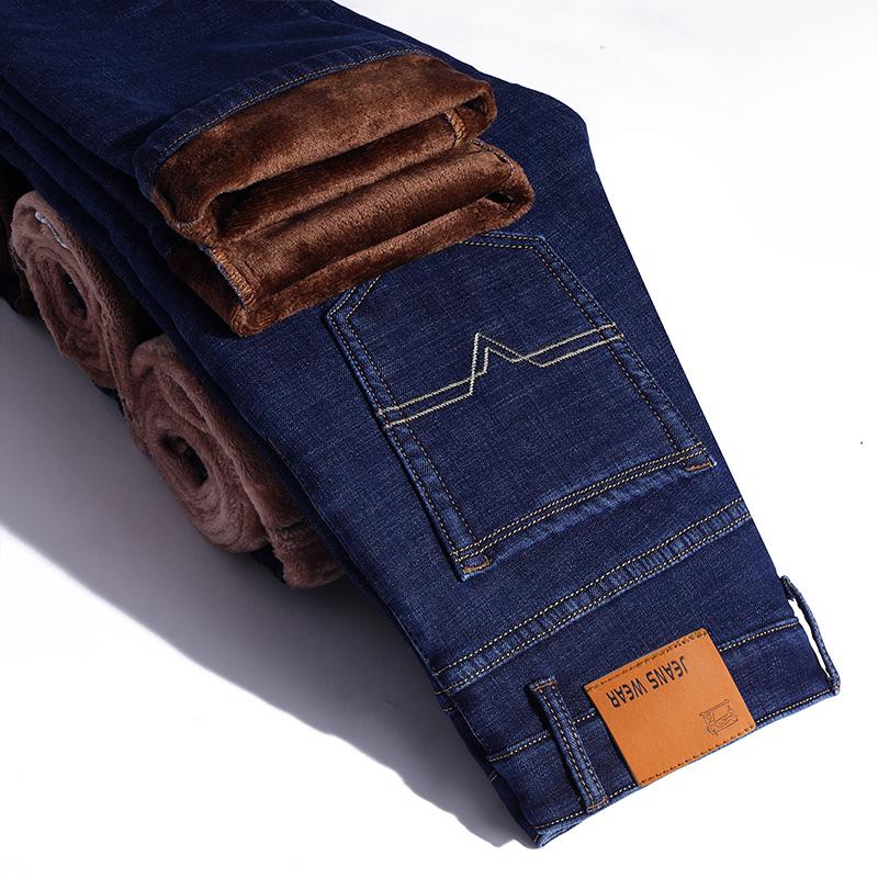 989Zé ENZO Heren rechte been jeans broek normale pasvorm denim broek gratis riem, Donkerblauw, 28W / 30L