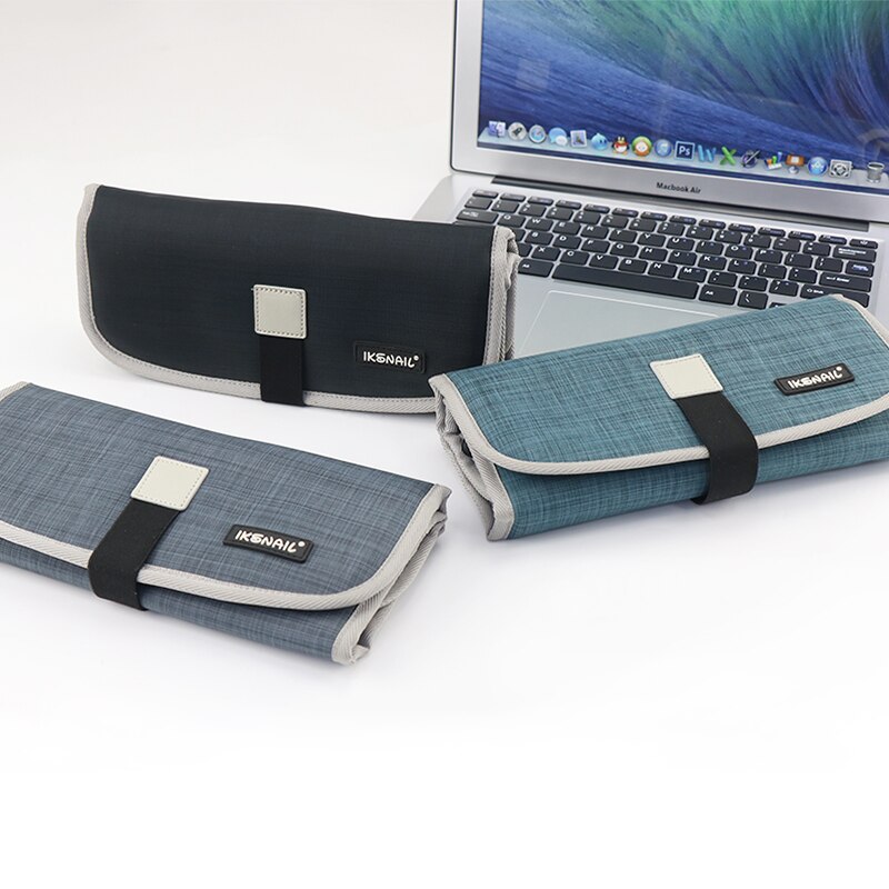 IKSNAIL Travel Digital Storage Roll-up Bag Portable Digital USB Cable Charger Earphone Cosmetic Pouch Multi-functional Bag Case