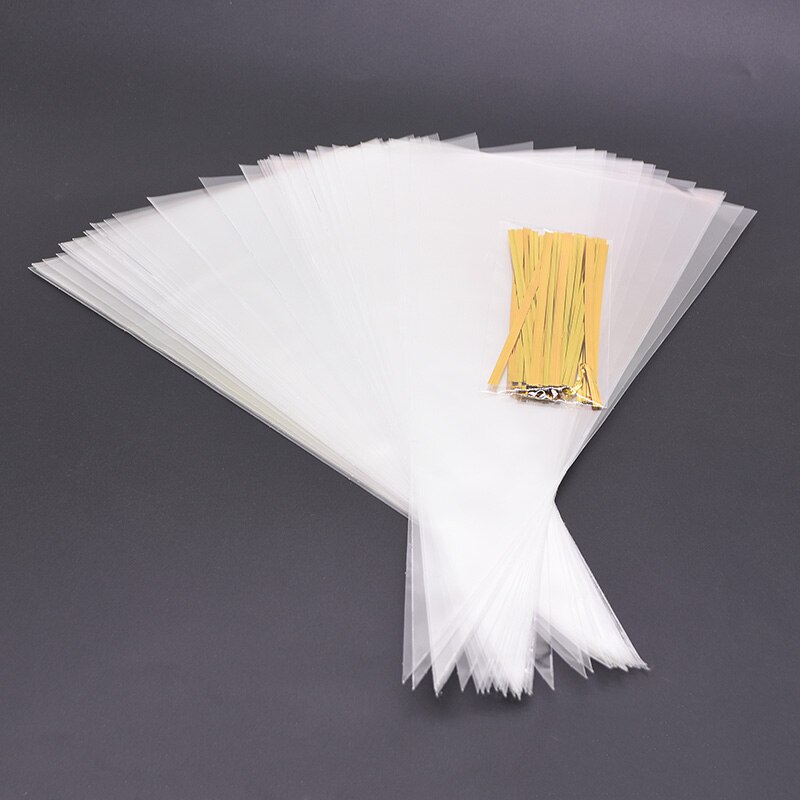 50 stk gjennomsiktig plastpose kjeglepose bryllupsgodteripose bursdagsfest cellofanposer klar popcornpose pakking kakepose