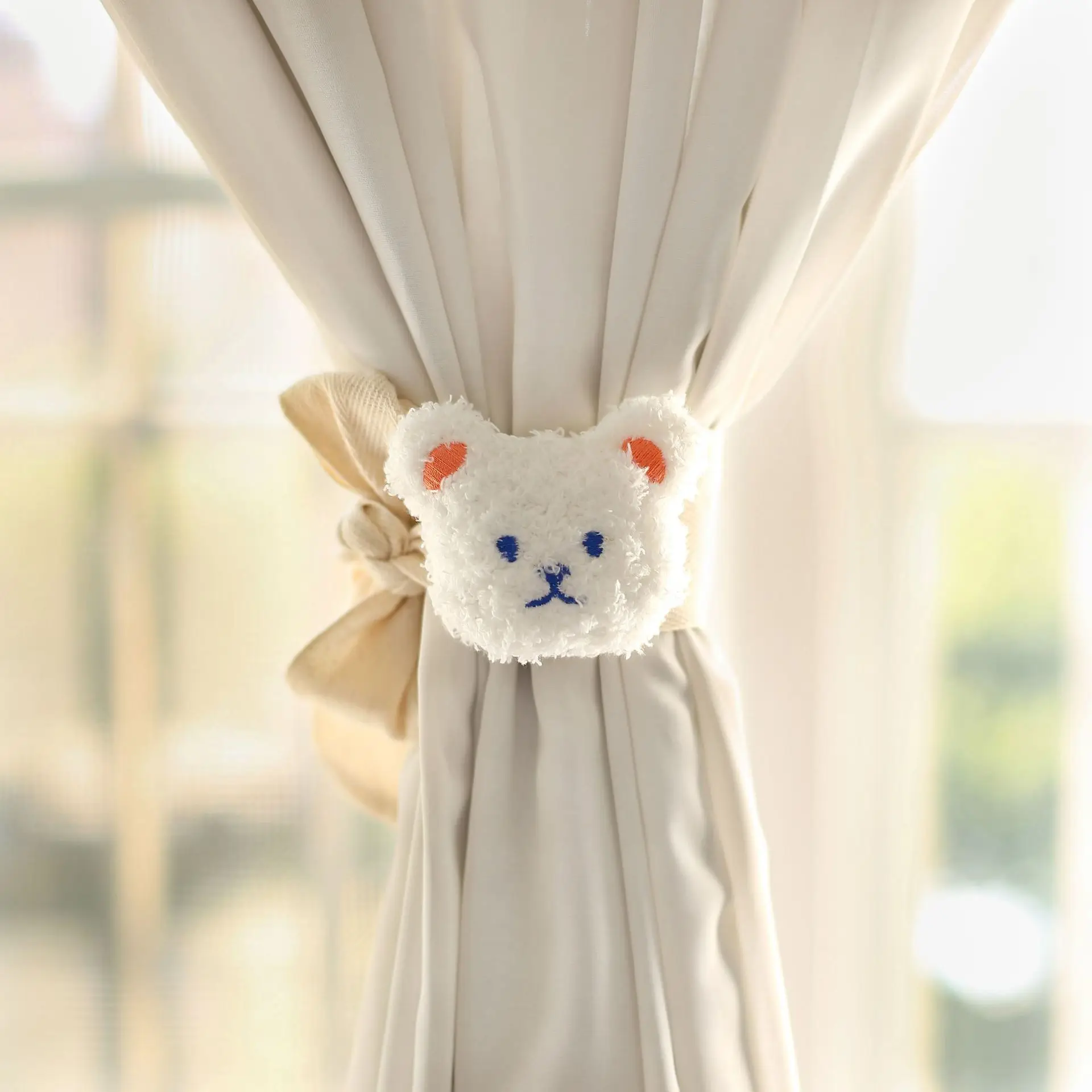 Mignon rideau en peluche ours fleur pour enfants, ULde liaison pliante, décoration de la maison, document blanc ingent, adapté à la chambre de fille, au salon: Bourgogne