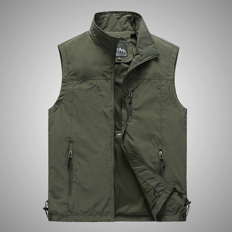 FGKKS Primavera Nuovi Uomini Gilet Per Il Tempo Libero All'aperto Gilet di Colore Solido Giovane di Mezza Età Fotografia Pesca Gilet Casual Giacca Maschile: XL / Army Green