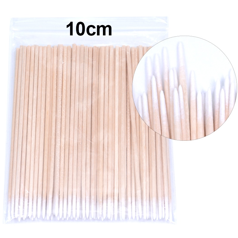 Kekelala 100Pcs/Fles Wimper Extension Wattenstaafjes Lash Lift Lijm Remover Applicators Microblade Make Micro Borstels Tool: 100pcs wooden swabs