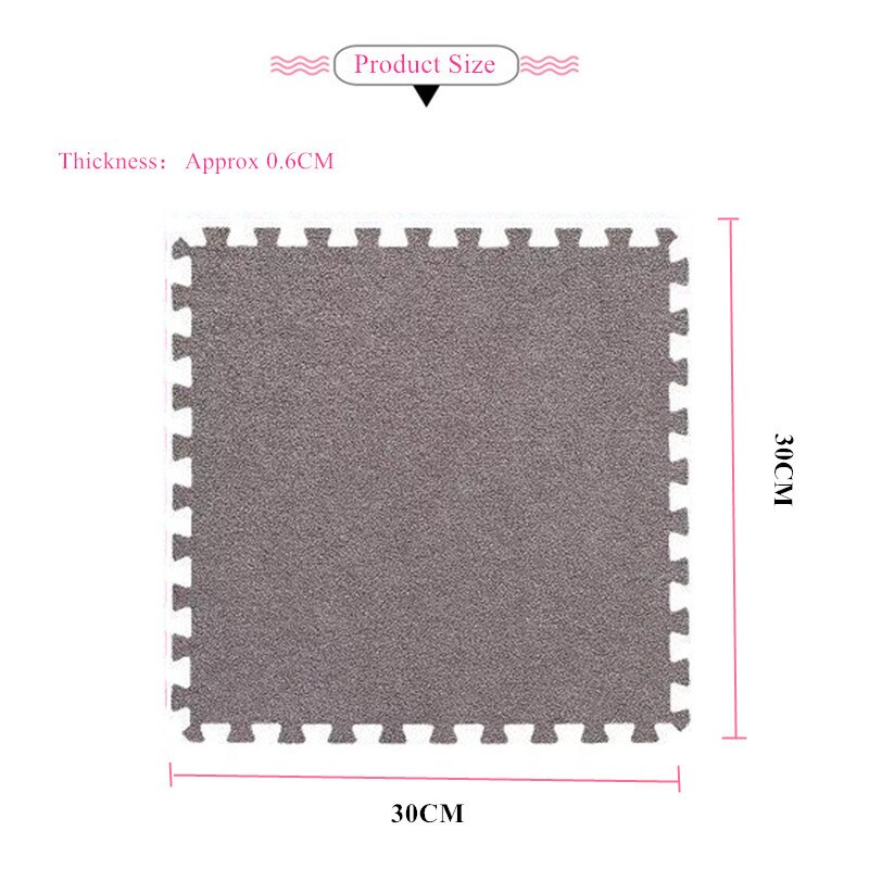 Tapete de camurça para crianças, tapete infantil de camurça com espuma eva interlock alfombra infantil de 30x30cm