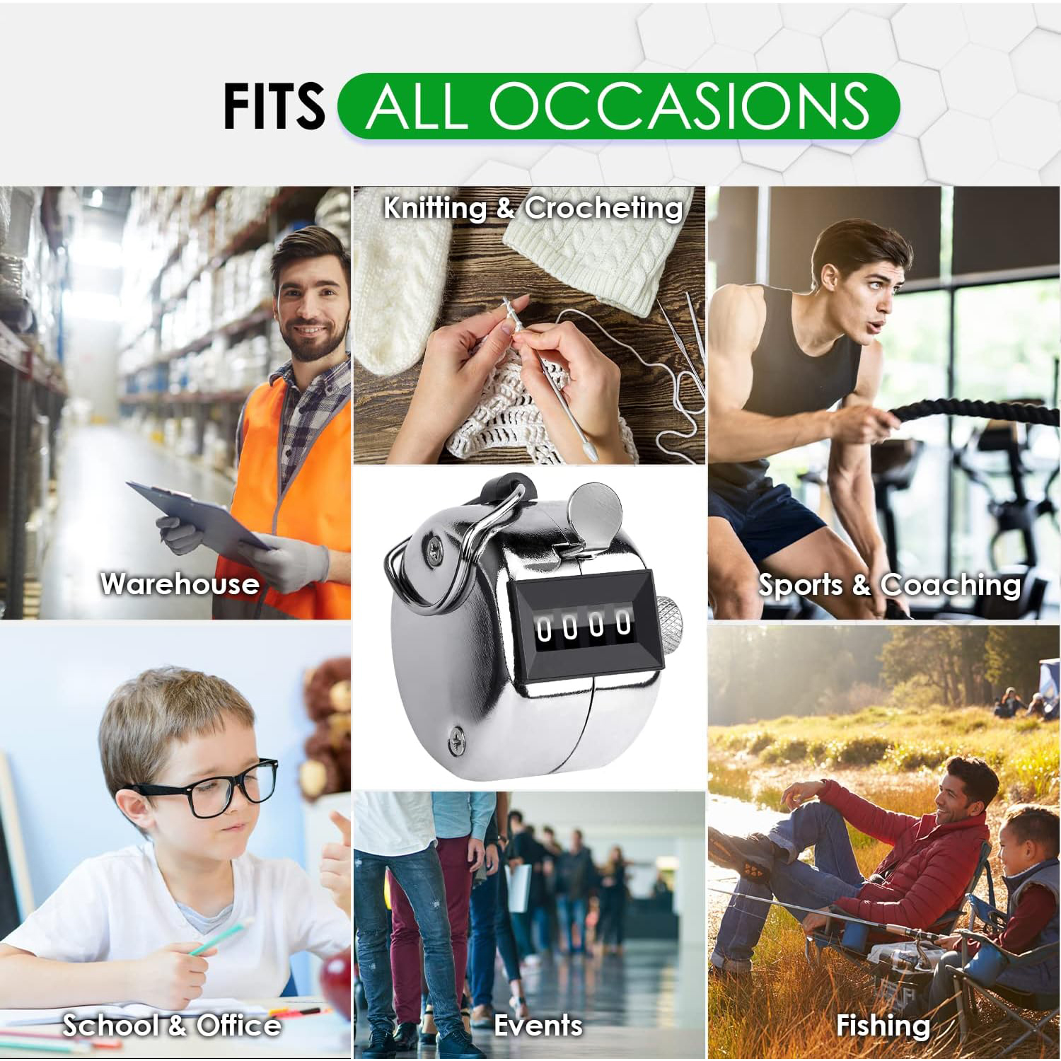 Contador de cuentas de mano de metal Contador de clicker de conteo de números de 4 dígitos, contadores mecánicos manuales Contador de pasos de clic para entrenamiento