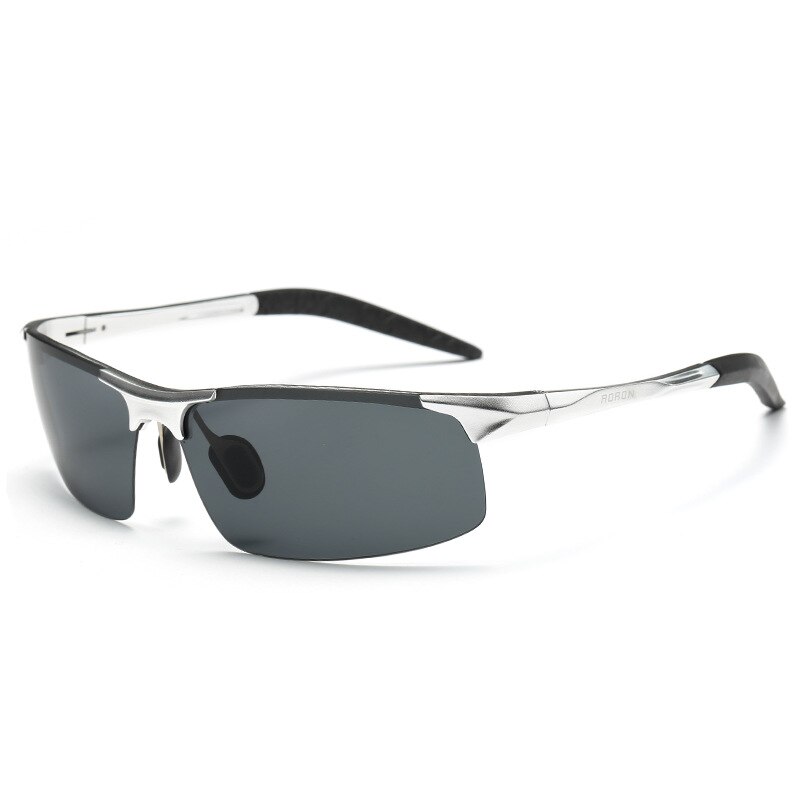 Aoron Zonnebril Mannen/Vrouwen Gepolariseerde Zonnebril, Outdoor Rijden Mannen Klassieke Sport Aluminium-Magnesium Gepolariseerde Zonnebril,: silver white