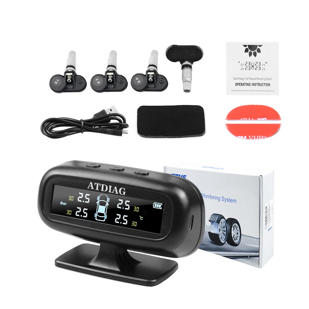 ATDIAG TPMS USB Solar- Ladung Bar Psi C&#39; Anzeige reifendruck Alarm werkzeug Digitalen Reifen luft überwachung System