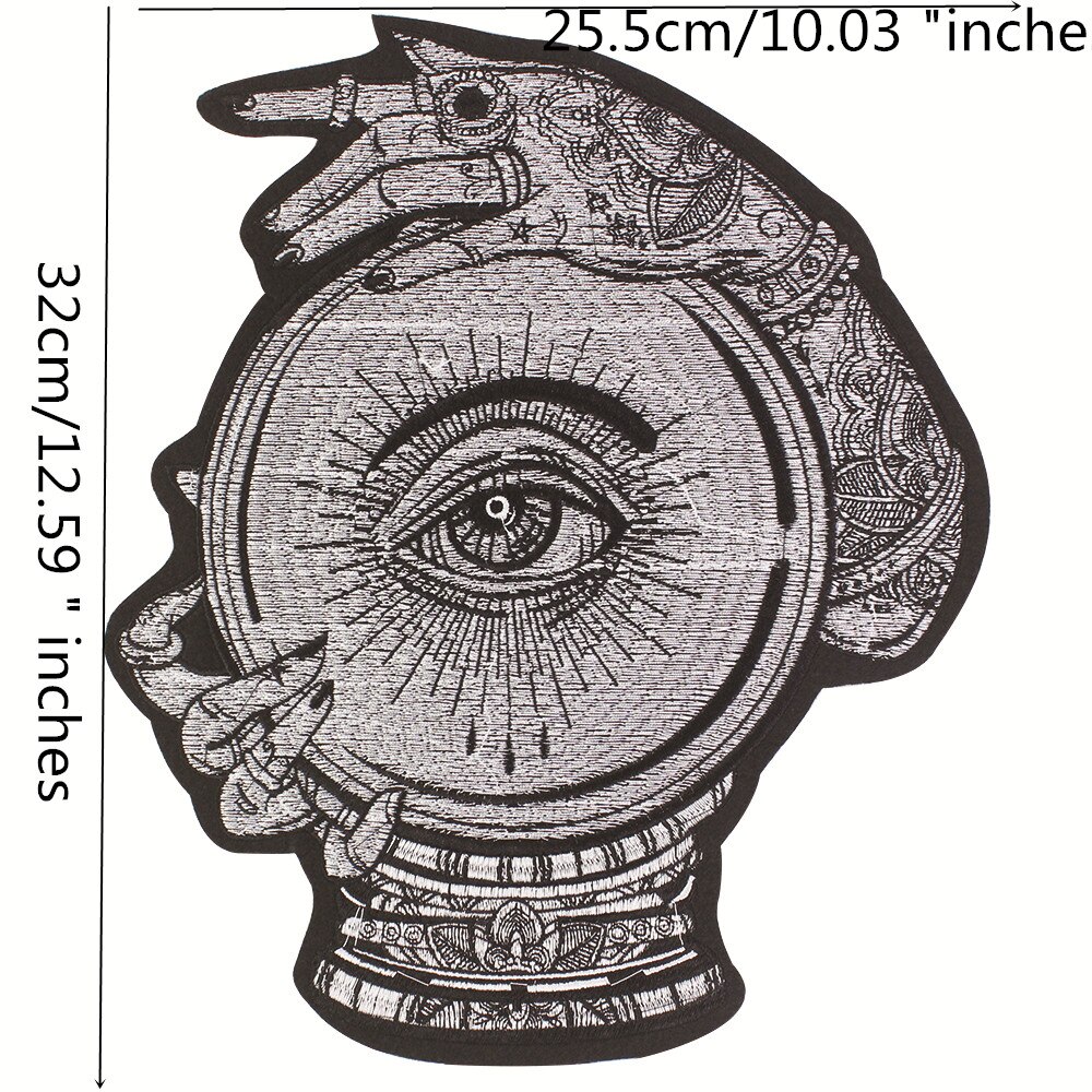 Parches bordados de mano grande para ropa, apliques para chaqueta, insignias de Puck para planchar