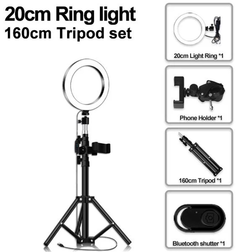 Pavimento Photo Studio Selfie Anello di Luce A LED con Supporto Del Telefono Mobile per Youtube Streaming In Diretta di Trucco In Diretta Supporto Mobile Treppiedi: 20light-160tripod